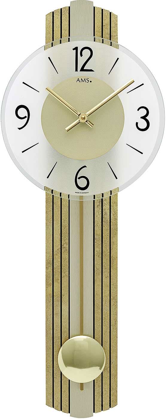 AMS Wall Clock 62 cm Wood • Quartz Movement • Modern Design • Antique Brass Overlay