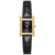 BOSS Damenuhr mit schwarzem Lederarmband, goldenem Gehäuse und Steinbesatz