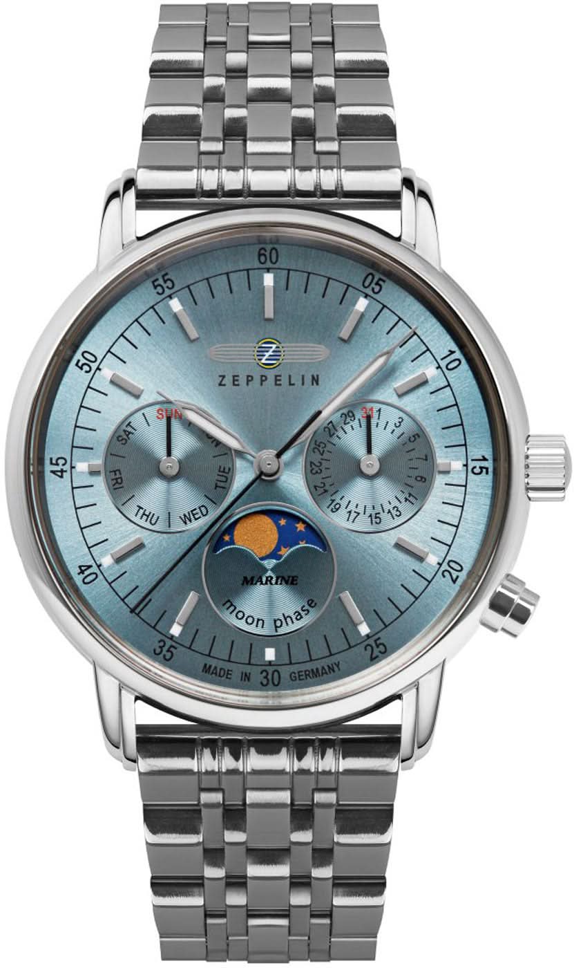 Zeppelin LZ 14 Marine 8637M-3 Women's Watch • Made in Germany • Moon Phase