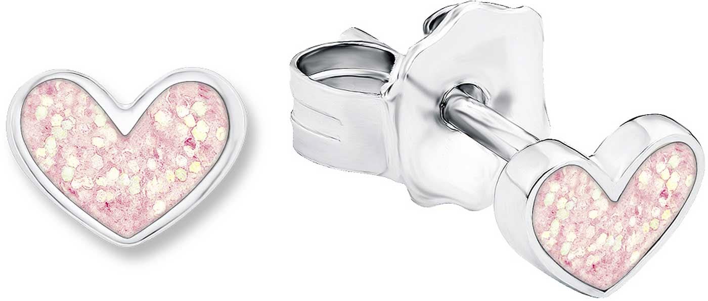 Princess Lillifee 9048885 Stud Earrings with Glittering Hearts and Pink Enamel
