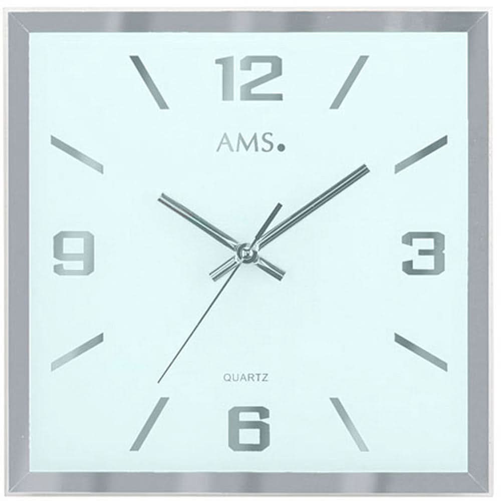 AMS Wall Clock 27x27x4 cm Glass • Modern • Silent Quartz Movement