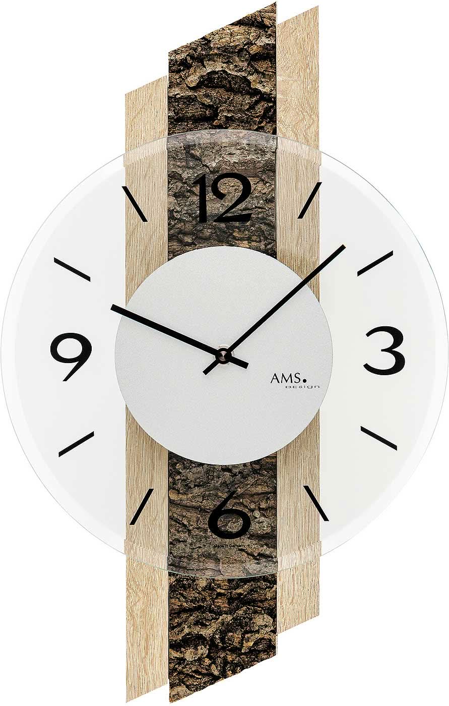 AMS Wall Clock 44x27x6 cm Wood • Silent Quartz Movement • Modern Design