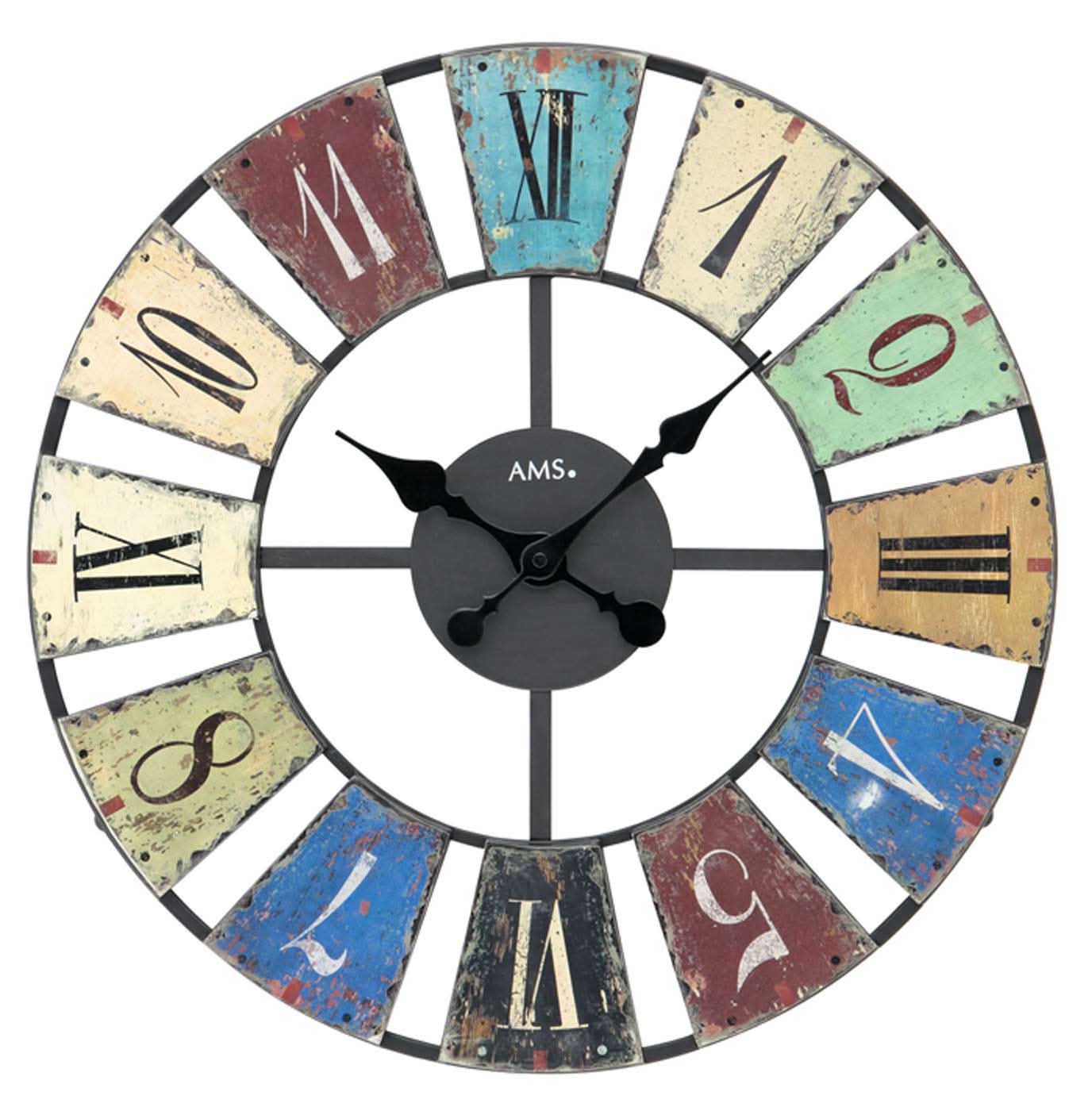 AMS Wall Clock 50x50x3 cm Metal • Silent Quartz Movement • Colored Dial