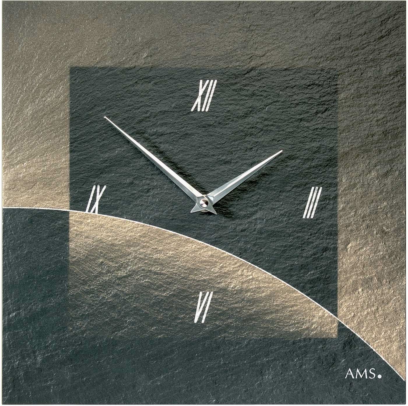 AMS Wall Clock 30x30x4 cm Slate • Quartz Movement • Natural Product