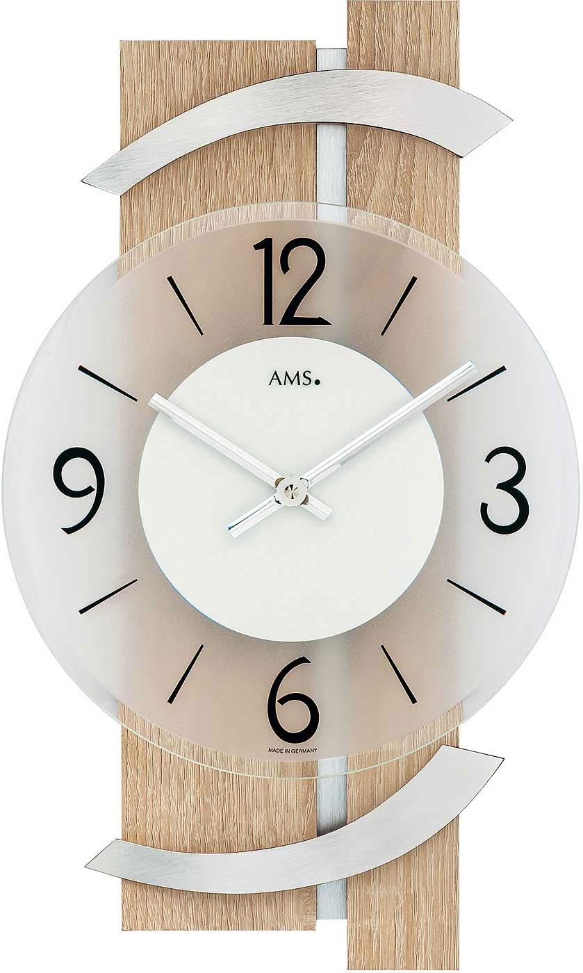 AMS Wall Clock 40x23x6 cm Wood • Silent Quartz Movement • Modern Design