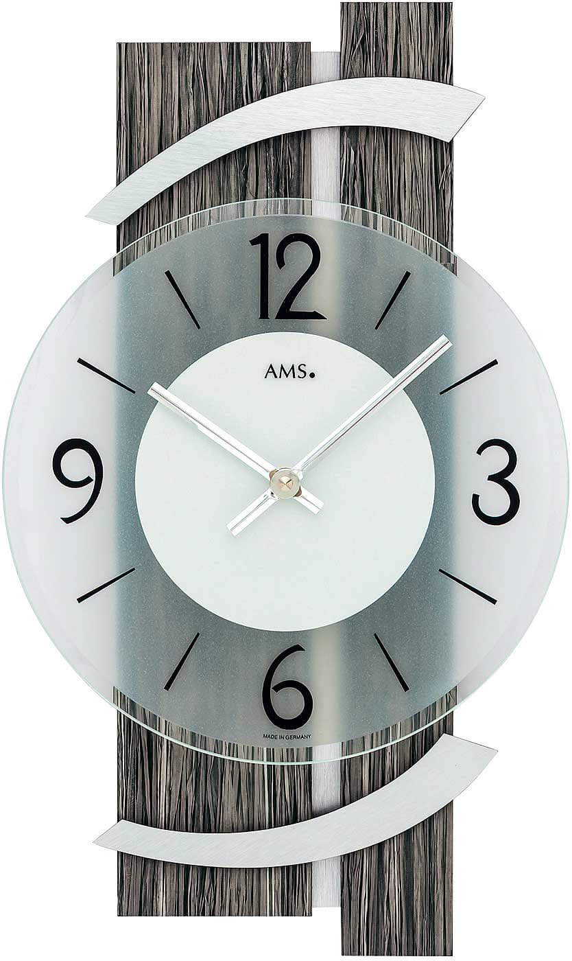 AMS Wall Clock 40x23x6 cm Wood • Silent Quartz Movement • Modern Design