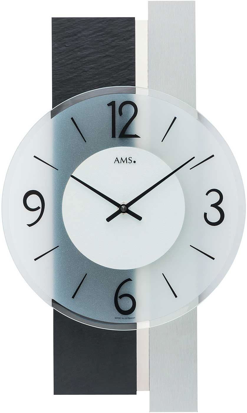 AMS Wall Clock 40x23x6 cm Wood • Silent Quartz Movement • Modern Design