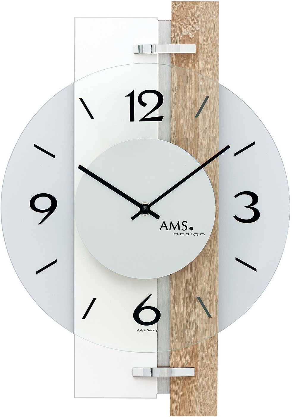 AMS Wall Clock 40x28x6 cm Wood • Quartz Movement • Modern Design