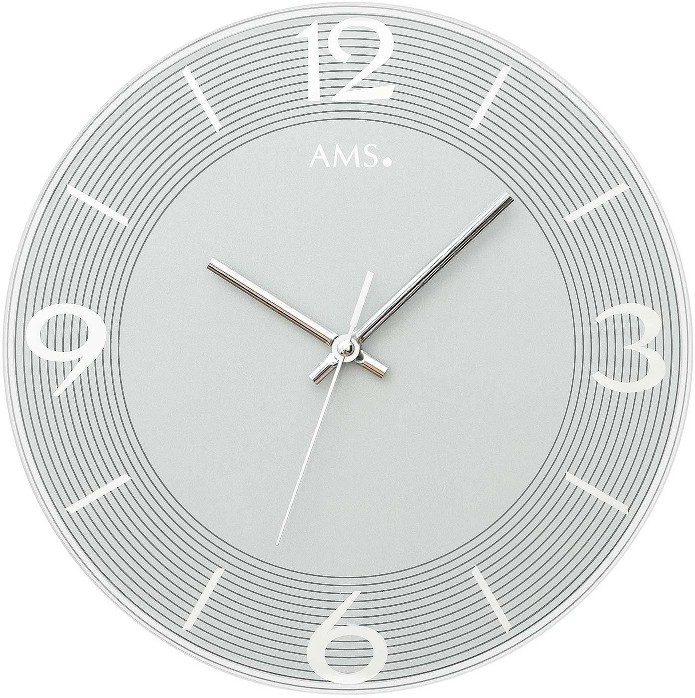 AMS Wall Clock 30x30x3 cm Glass • Silent • Modern Design • Mirrored Glass Effect
