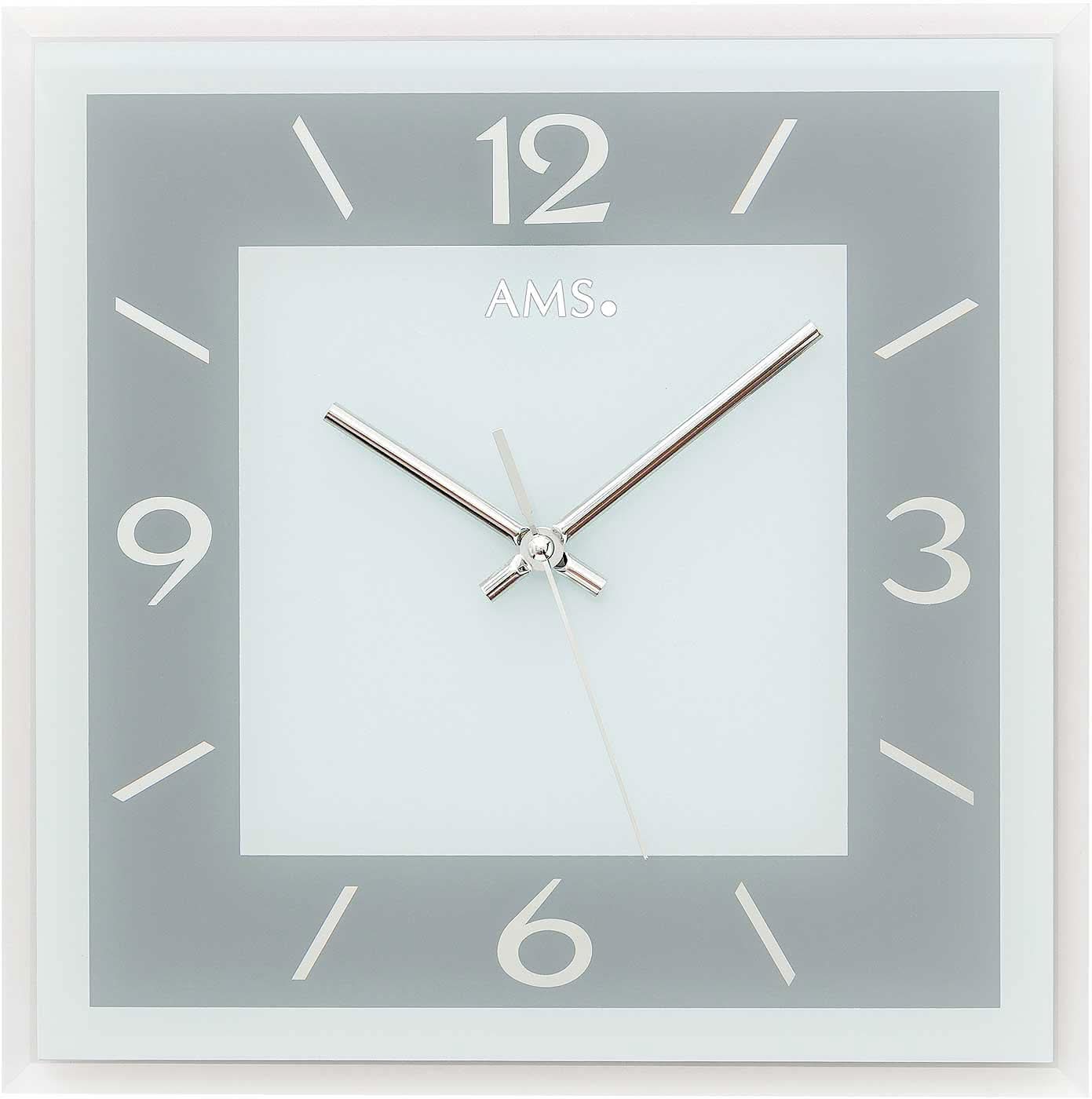 AMS Wall Clock 30x30x3 cm Glass • Faceted Mirror Glass • Silent Quartz Movement