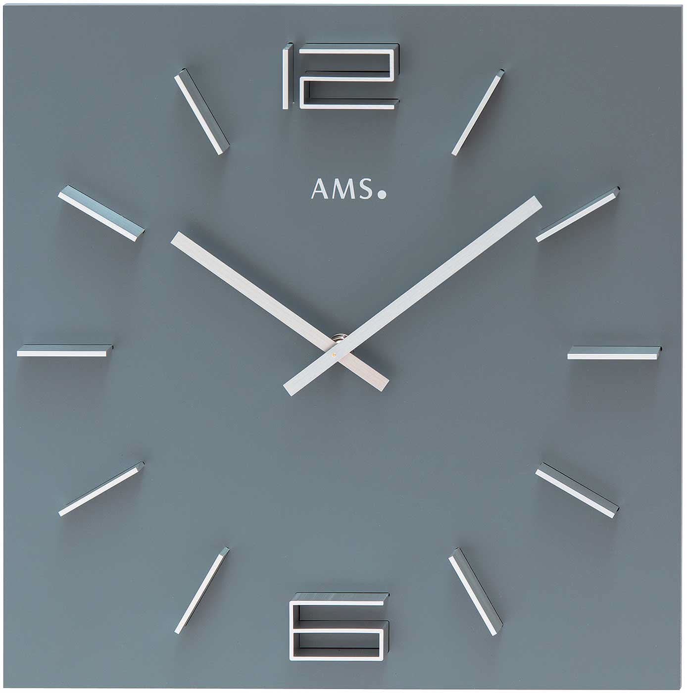 AMS Wall Clock 34x34x4 cm Wood • Modern Design • Precise Quartz Movement