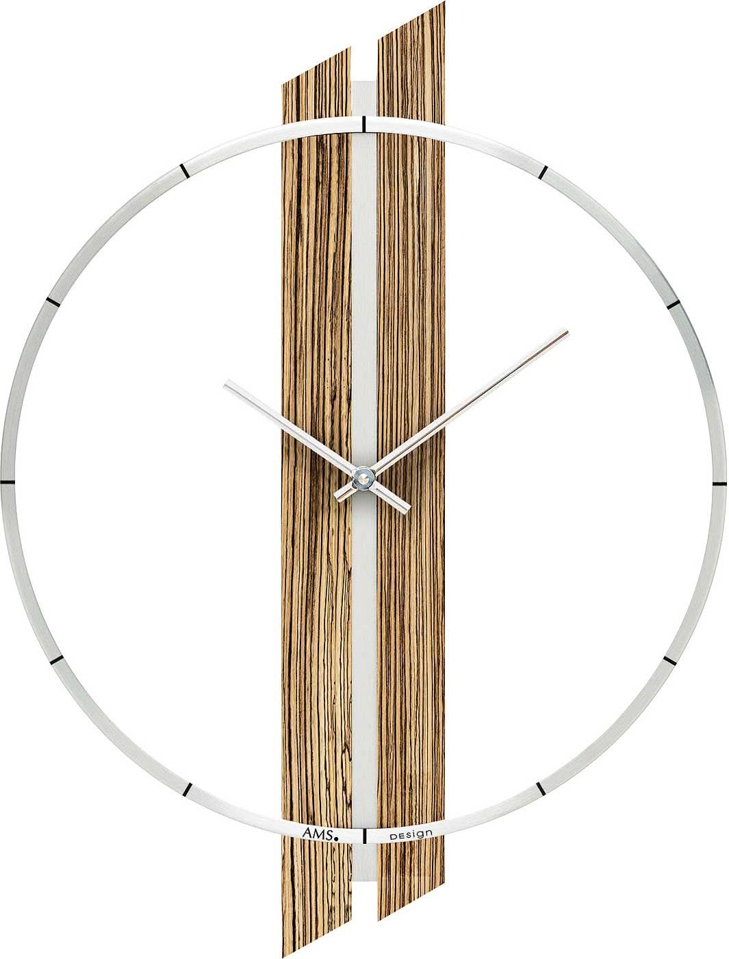 AMS Wall Clock 53x40x5 cm Wood • Modern Design • Quartz Movement