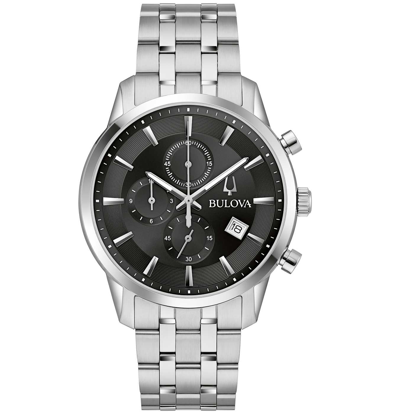 Bulova Sutton 96B412 Herrenuhr Schwarz • Chronograph • Edelstahlarmband
