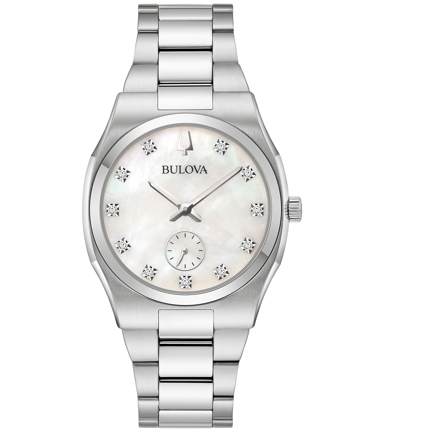 Bulova Surveyor 96P242 Damenuhr Silber • Quarzwerk mit 11 Diamanten • Edelstahlarmband