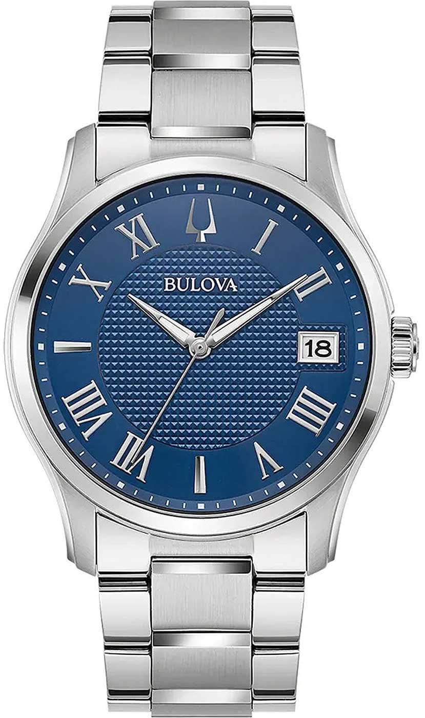 Bulova Wilton 96B386 Men's Watch • Blue Dial • Stainless Steel