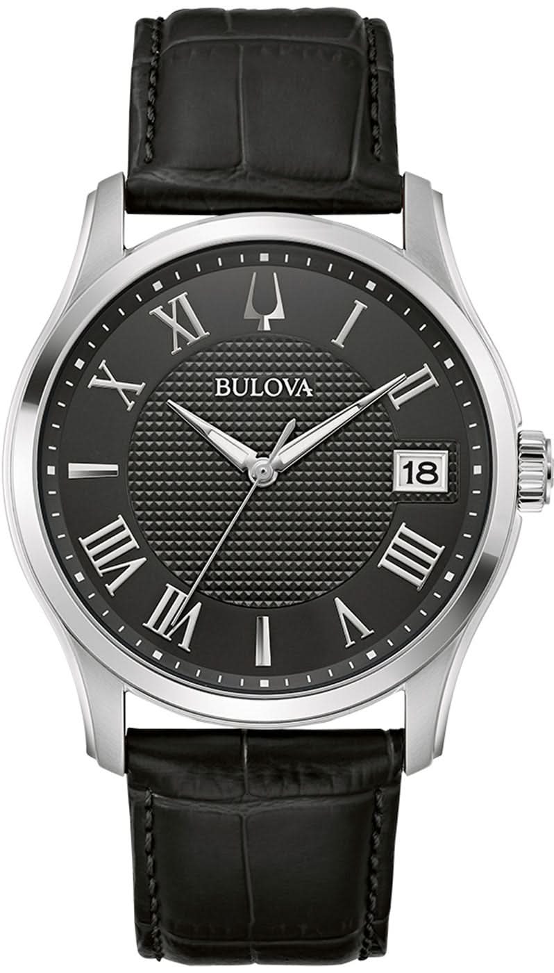 Bulova Classic Wilton 96B390 Men's Watch • Clous de Paris Decor • Domed Crystal