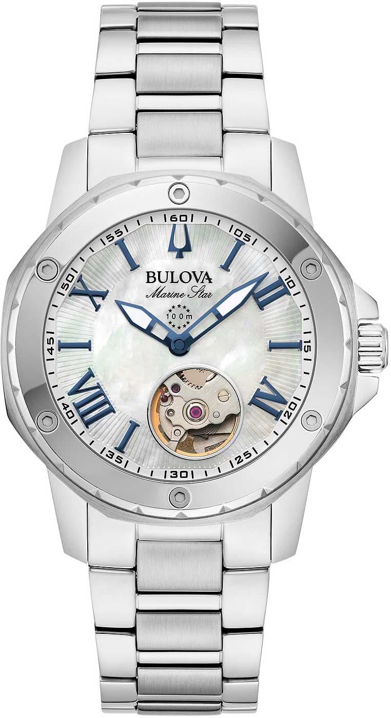 Bulova Marine Star 96L326 Women's Watch • Automatic Movement • Mother-of-Pearl Dial