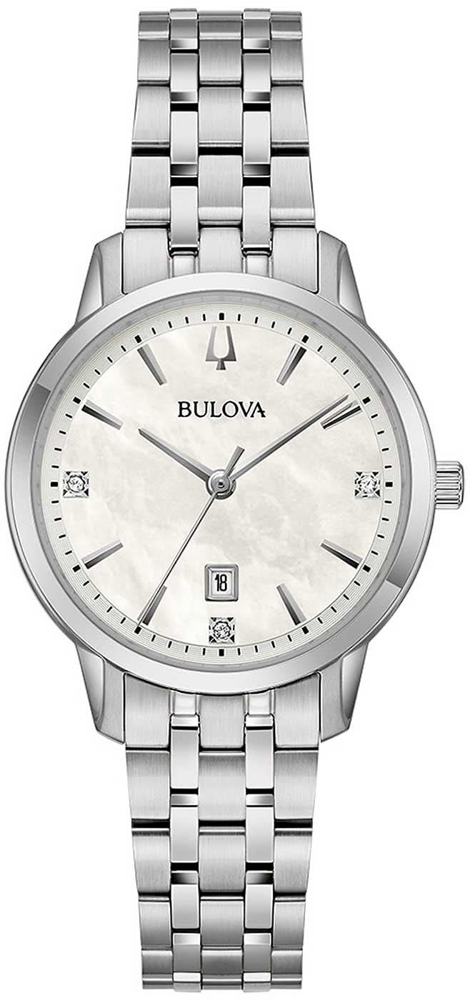 Bulova Sutton 96P233 Women's Watch • Mother-of-Pearl Dial • 3 Genuine Diamonds