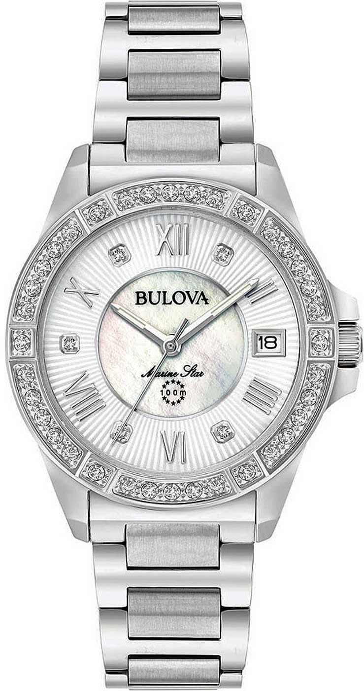 Bulova Marine Star 96R232 Women's Watch • 29 Diamonds • Mother of Pearl