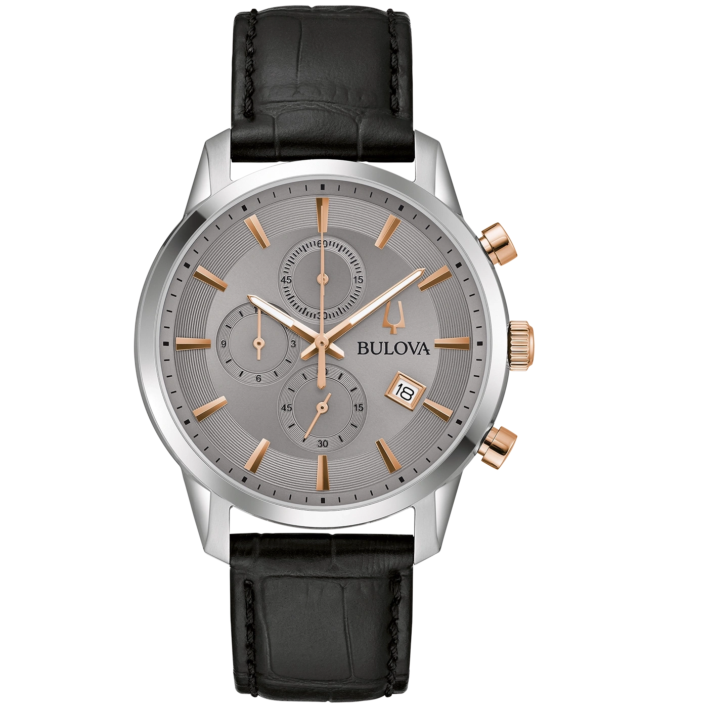 Bulova Sutton 98B409 Herrenuhr Grau • Chronograph • Edelstahlgehäuse