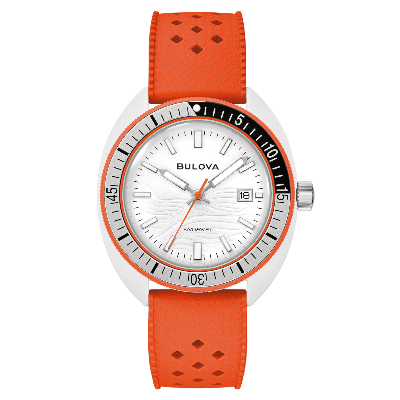 Bulova Snorkel 98B448 Men's Watch • Hybrid Ceramic Case • Orange Bezel