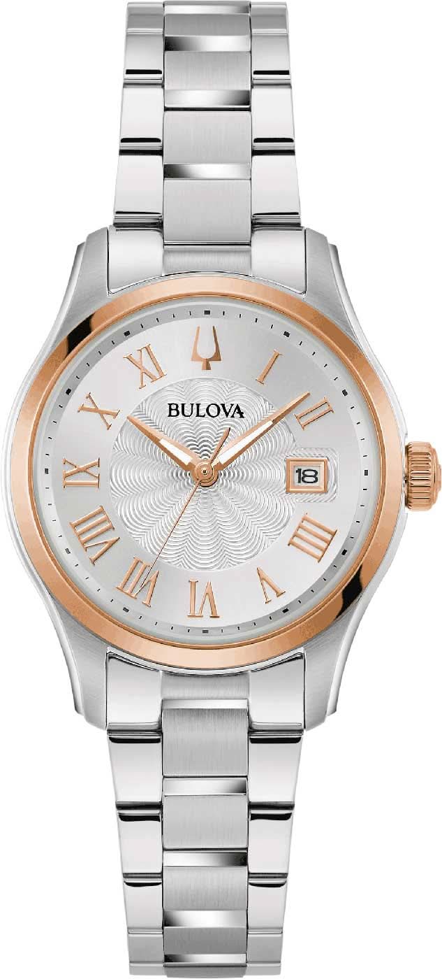 Bulova Classic Wilton 98M136 Women's Watch • Clous de Paris Decor • Bicolor