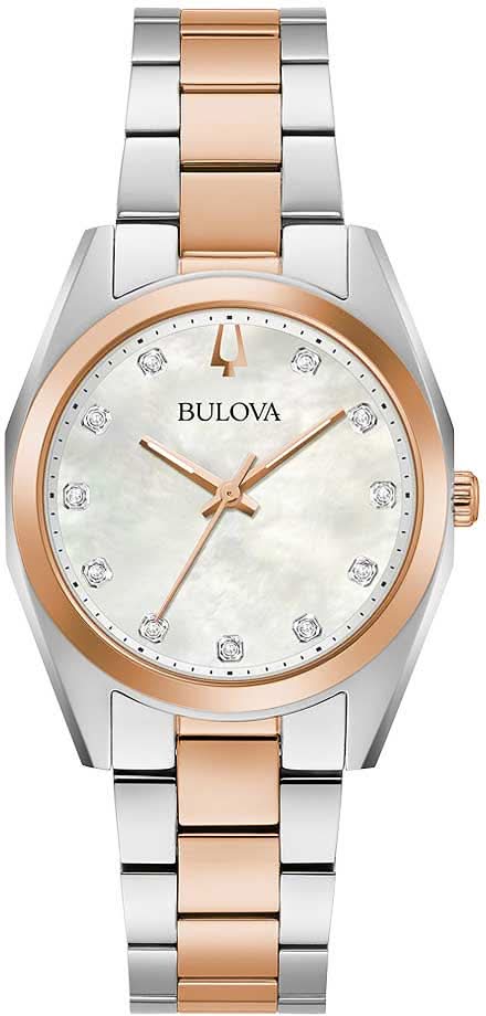 Bulova Sutton 98P207 Women's Watch • 8 Genuine Diamonds • Elegant Mother-of-Pearl Dial