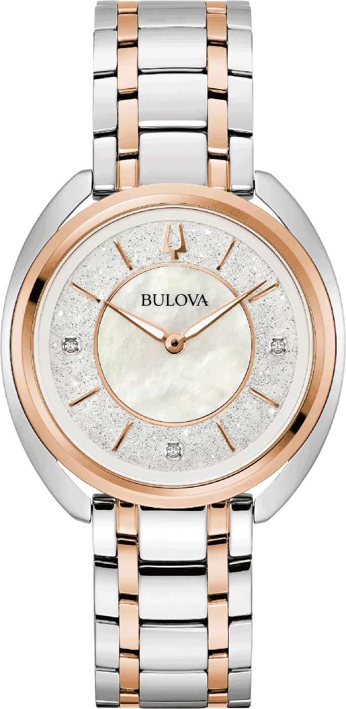 Bulova Classic Duality 98P219 Women's Watch • 3 Diamonds • Mother of Pearl