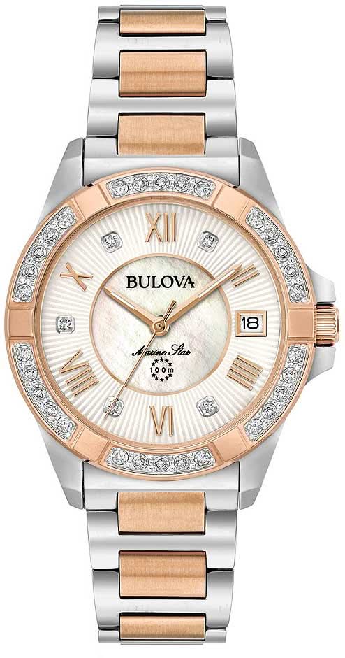 Bulova Marine Star 98R234 Women's Watch • 23 Diamonds • Mother-of-Pearl Dial