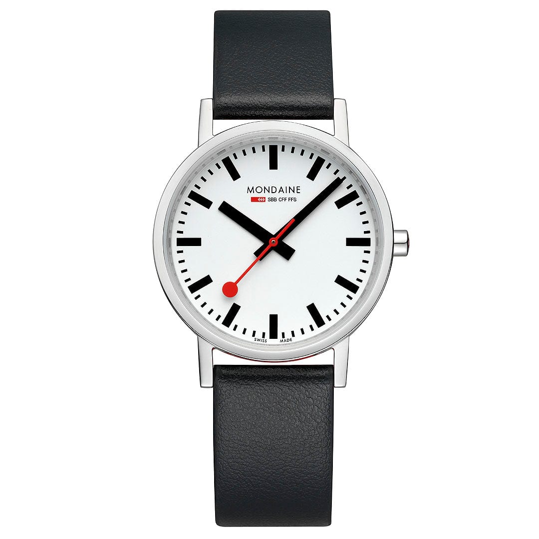 Mondaine Classic A660.30314.11SBBV Damen Armbanduhr Schwarz • Veganes Traubenlederarmband • Swiss Made