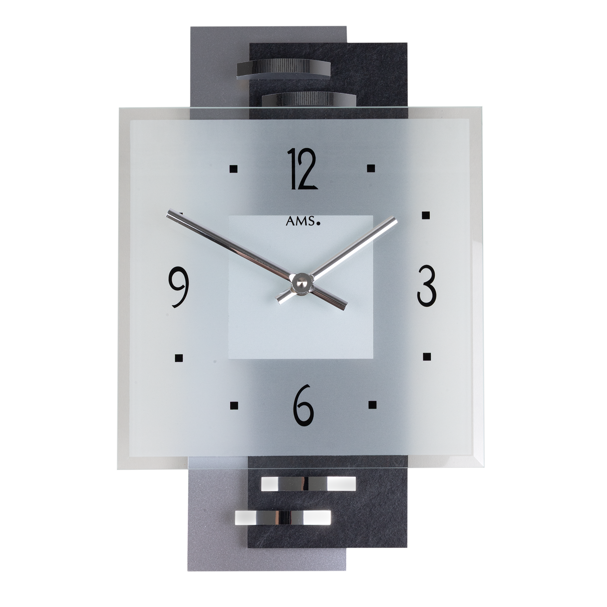 AMS Wall Clock 36x22x5 cm Glass • Modern Design • Precise Quartz Movement