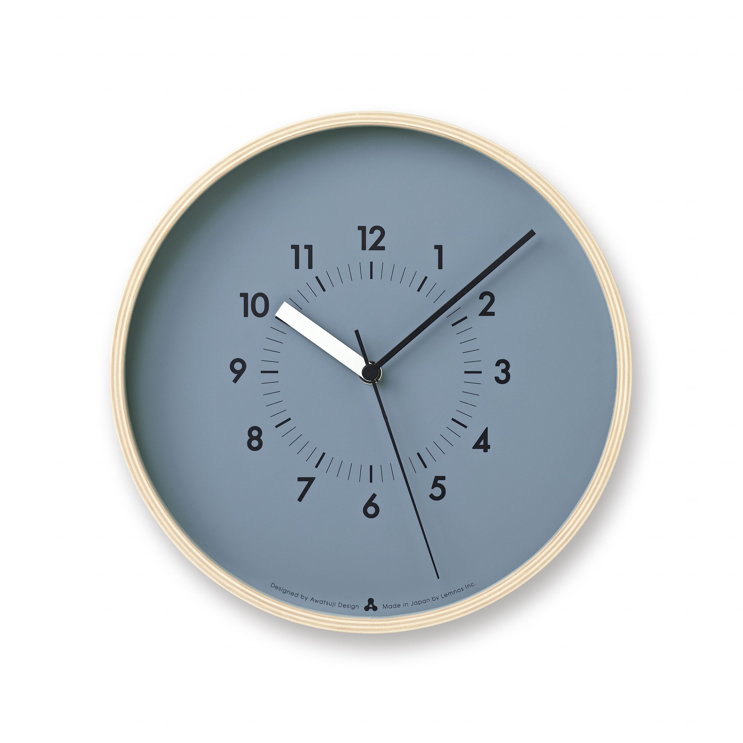 Wanduhr mit blauem Zifferblatt und goldfarbenem Rahmen, römische Zahlen, Zeiger