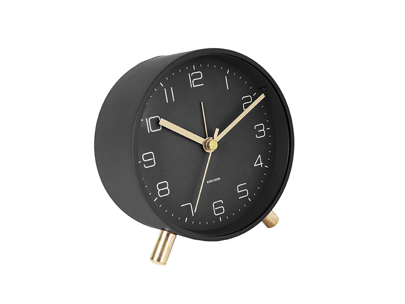 Karlsson Lofty KA5752BK Wecker Schwarz • Geräuschloses Sweep-Werk • Golddetails