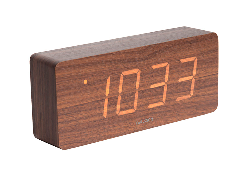 Karlsson Tube KA5654DW Wecker Dunkelbraun • LED-Digitalanzeige • USB-Netzbetrieb
