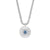 Necklace with round sunbeam pendant and blue stone on link chain