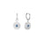 Earrings as round sunbeam pendants with blue stone, with hoops