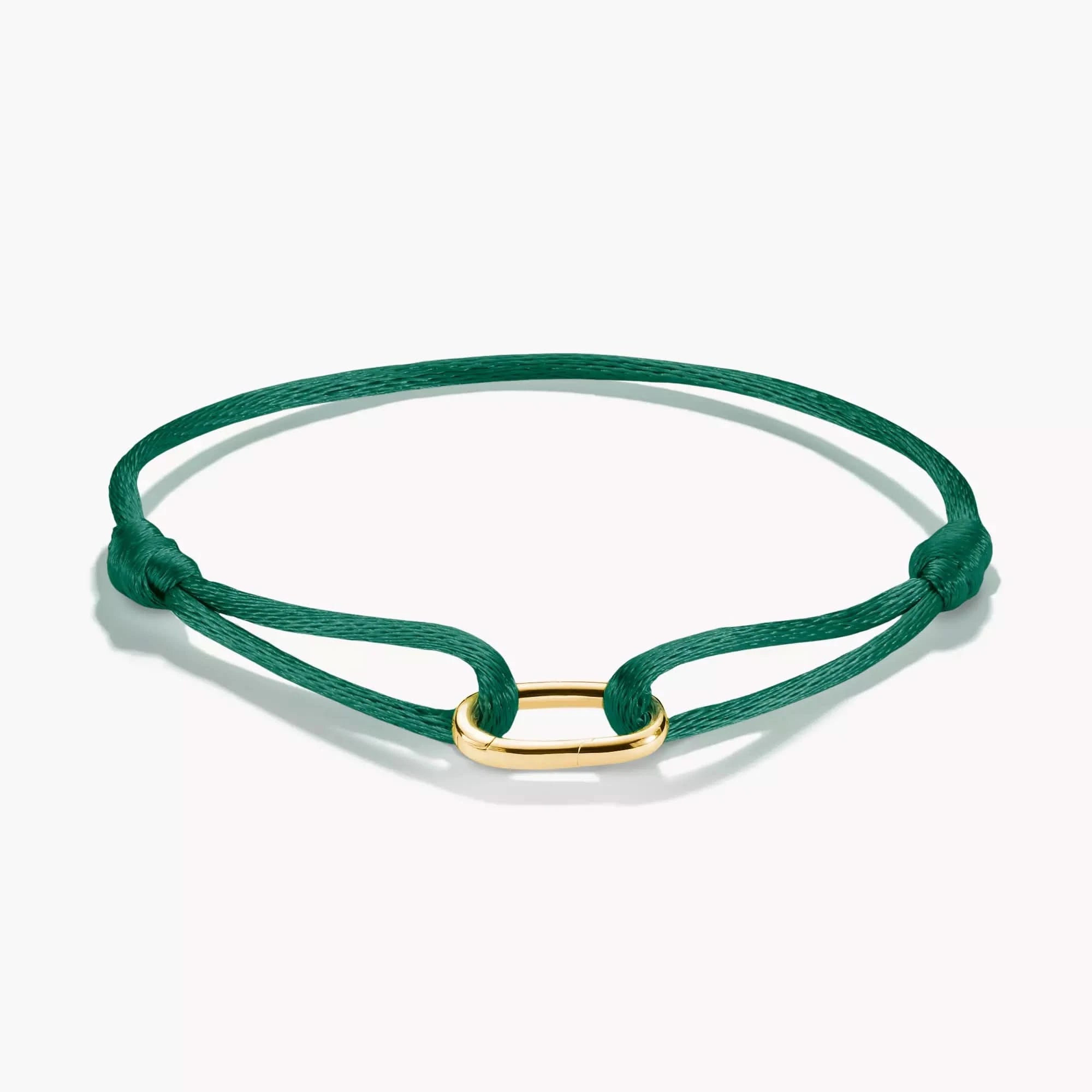 Textile Bracelet Green Connect 18k Gold Plating