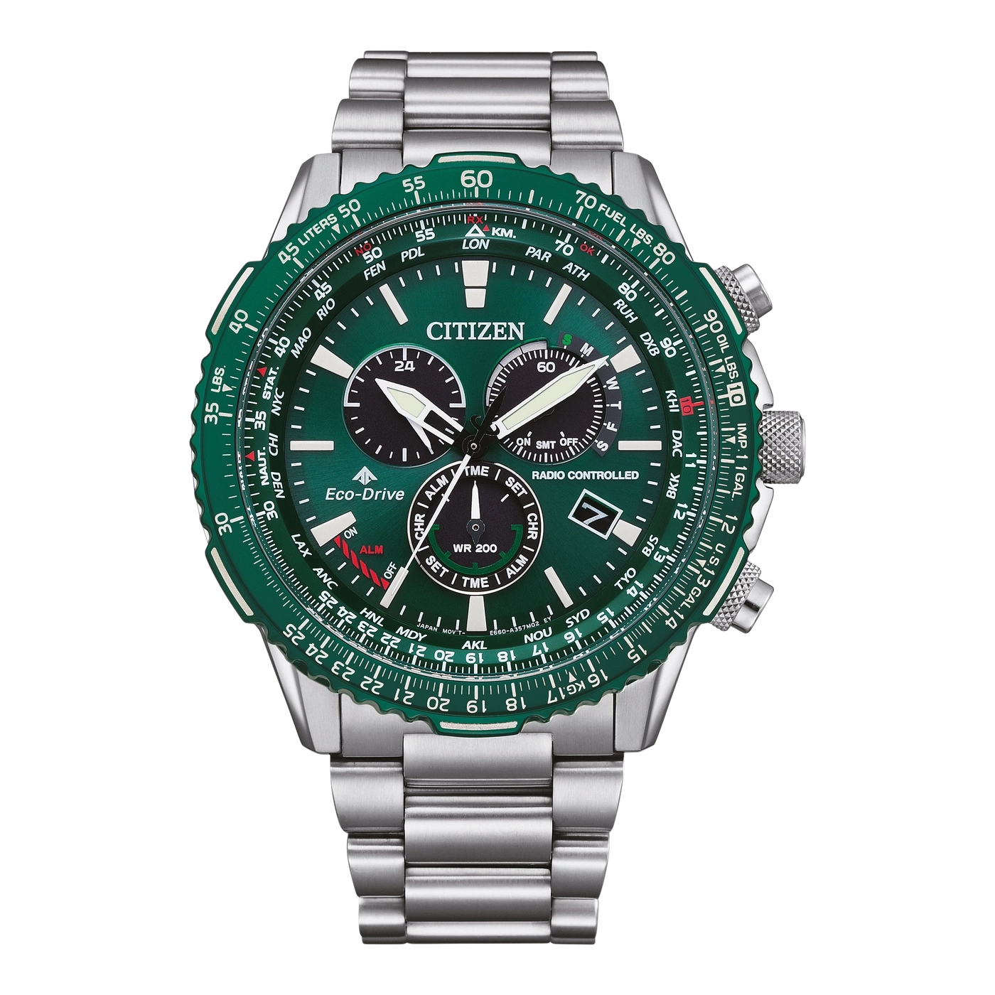 Citizen CB5004-59W Promaster Herrenuhr Grün • Funk Eco-Drive • Saphirglas