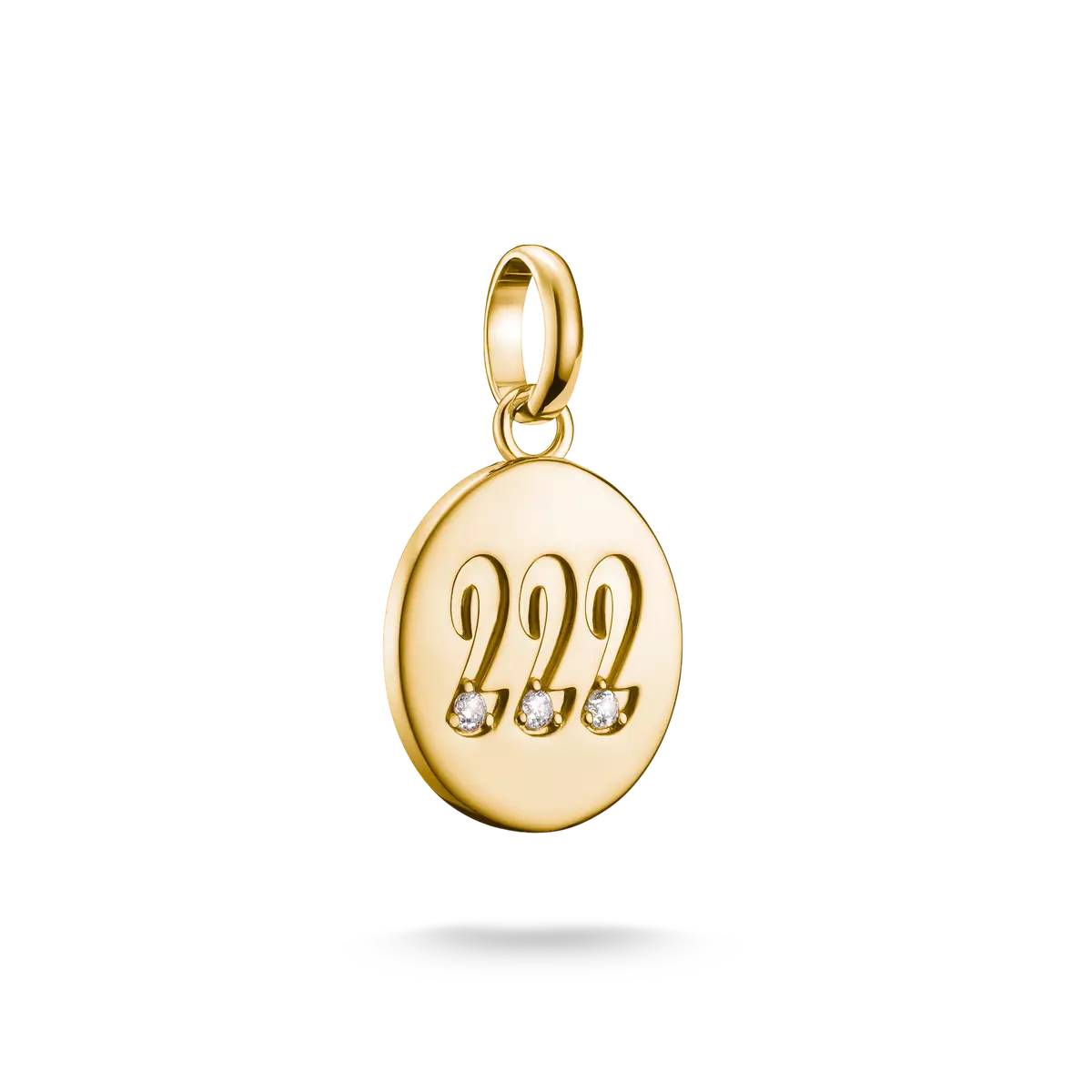 Charm pendant, angel number 222, with white gemstones, made of silver, gold plated - Thomas Sabo Model: CC1249-414-14