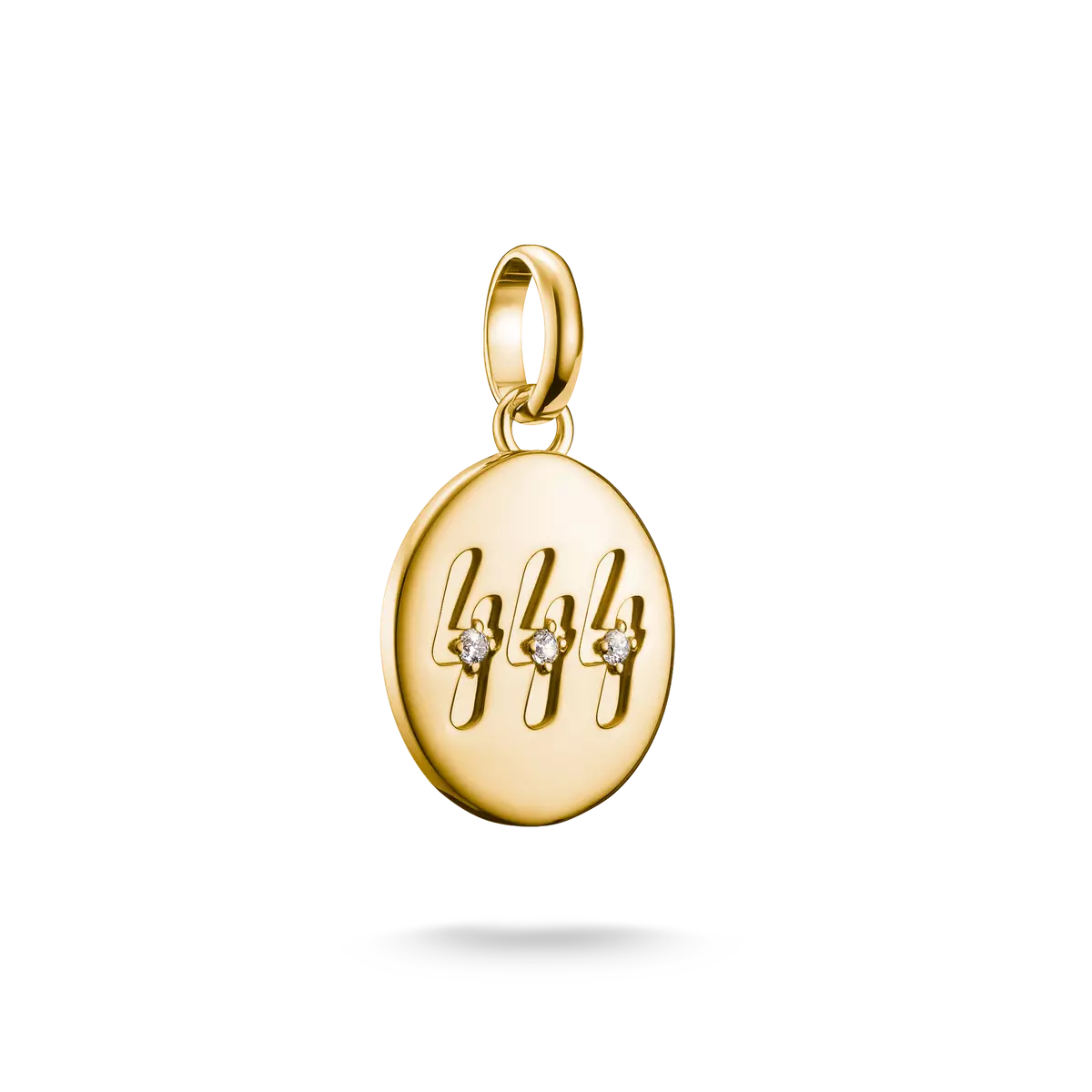 Charm pendant, angel numbers 444, with white gemstones, made of silver, gold plated - Thomas Sabo Model: CC1251-414-14