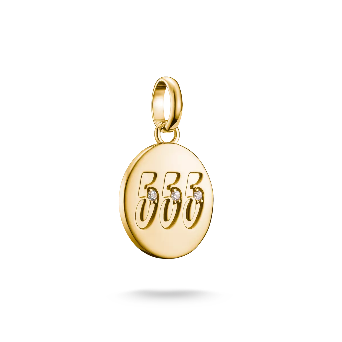 Charm pendant, angel numbers 555, with white gemstones, sterling silver, gold plated - Thomas Sabo Model: CC1252-414-14