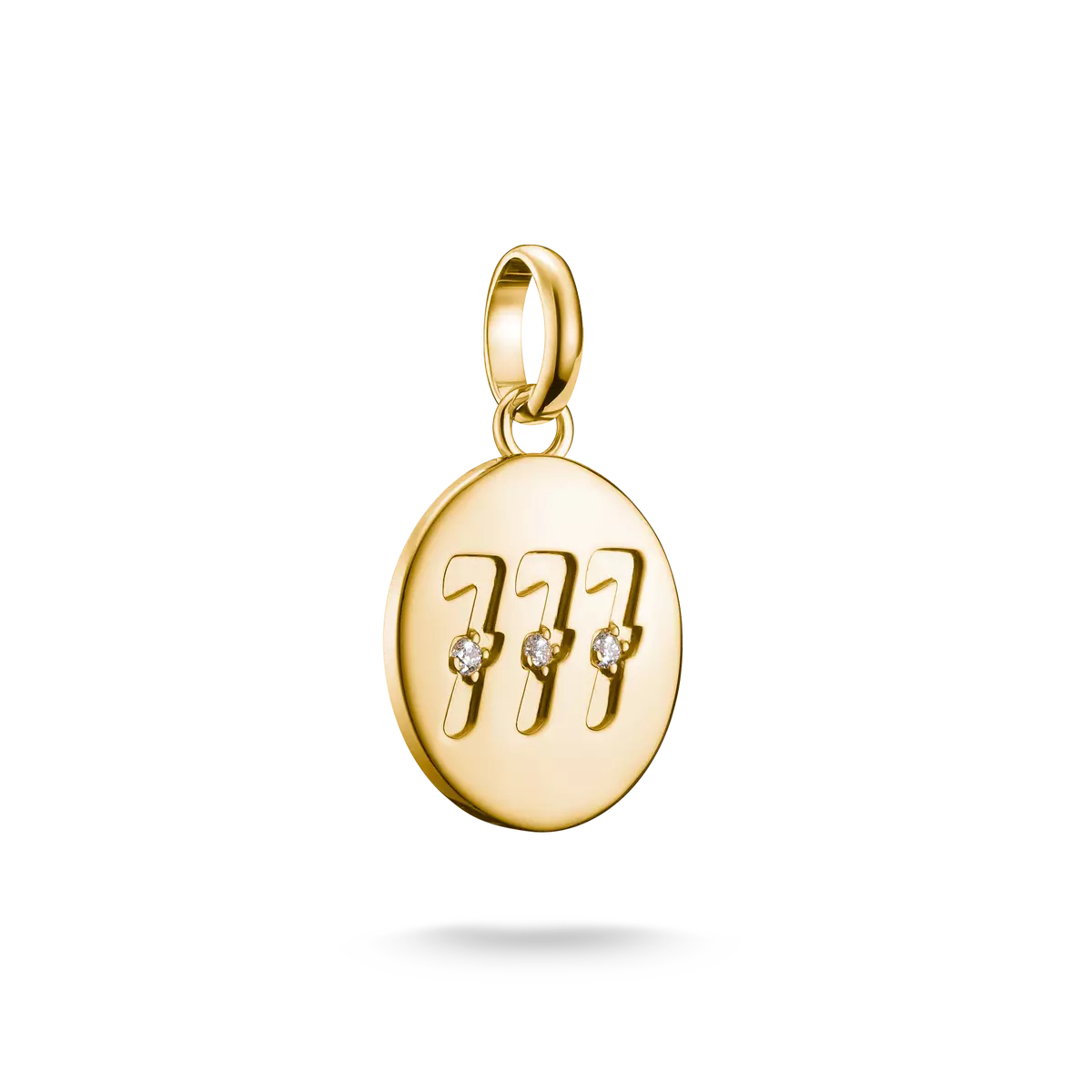 Charm pendant, angel numbers 777, with white gemstones, made of silver, gold plated - Thomas Sabo Model: CC1254-414-14