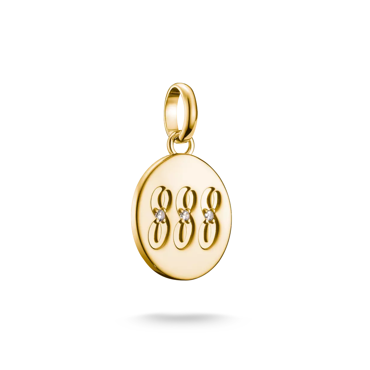Charm pendant, angel number 888, with white gemstones, sterling silver, gold plated - Thomas Sabo Model: CC1255-414-14