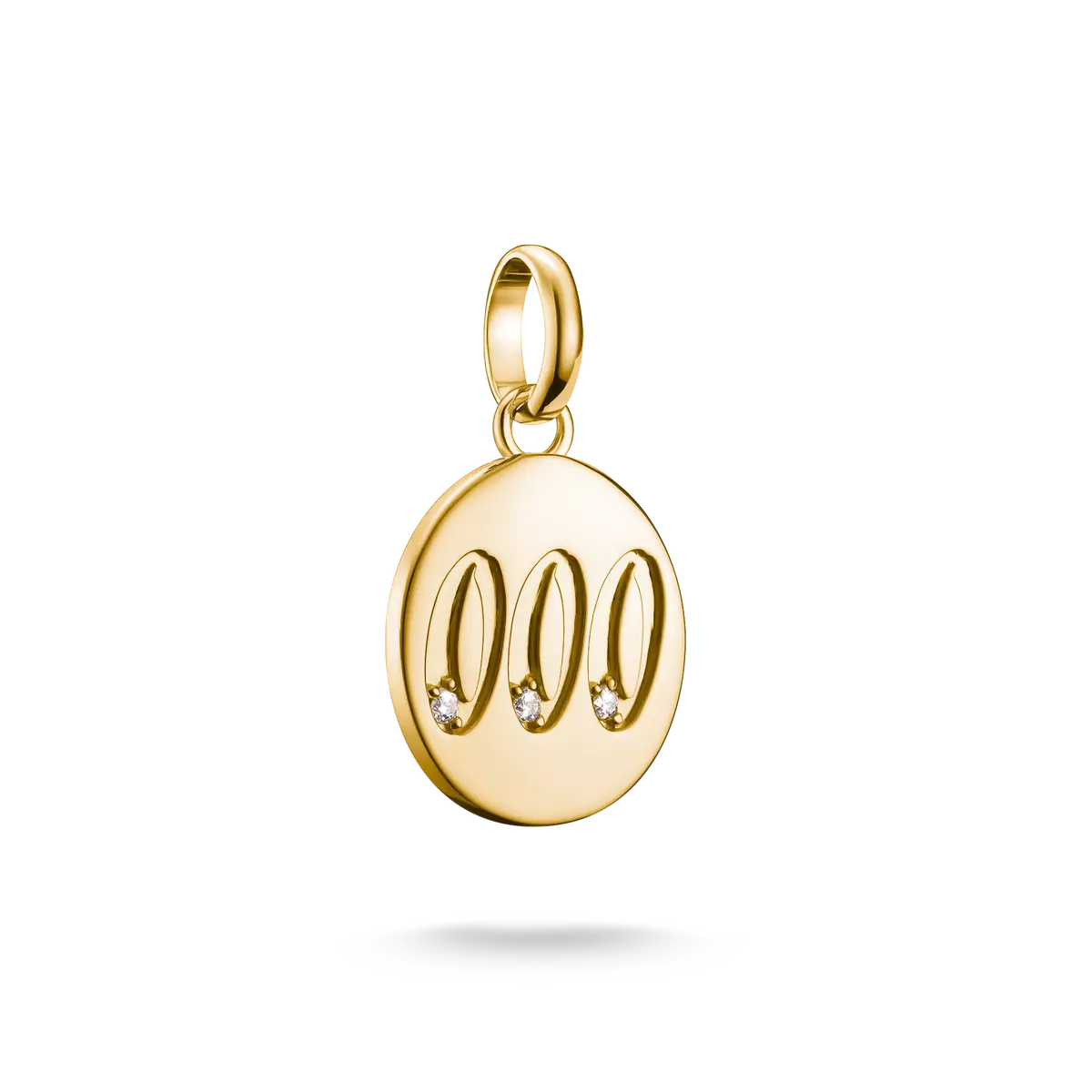 Charm pendant, angel number 000, with white gemstones, made of silver, gold-plated - Thomas Sabo Model: CC1257-414-14