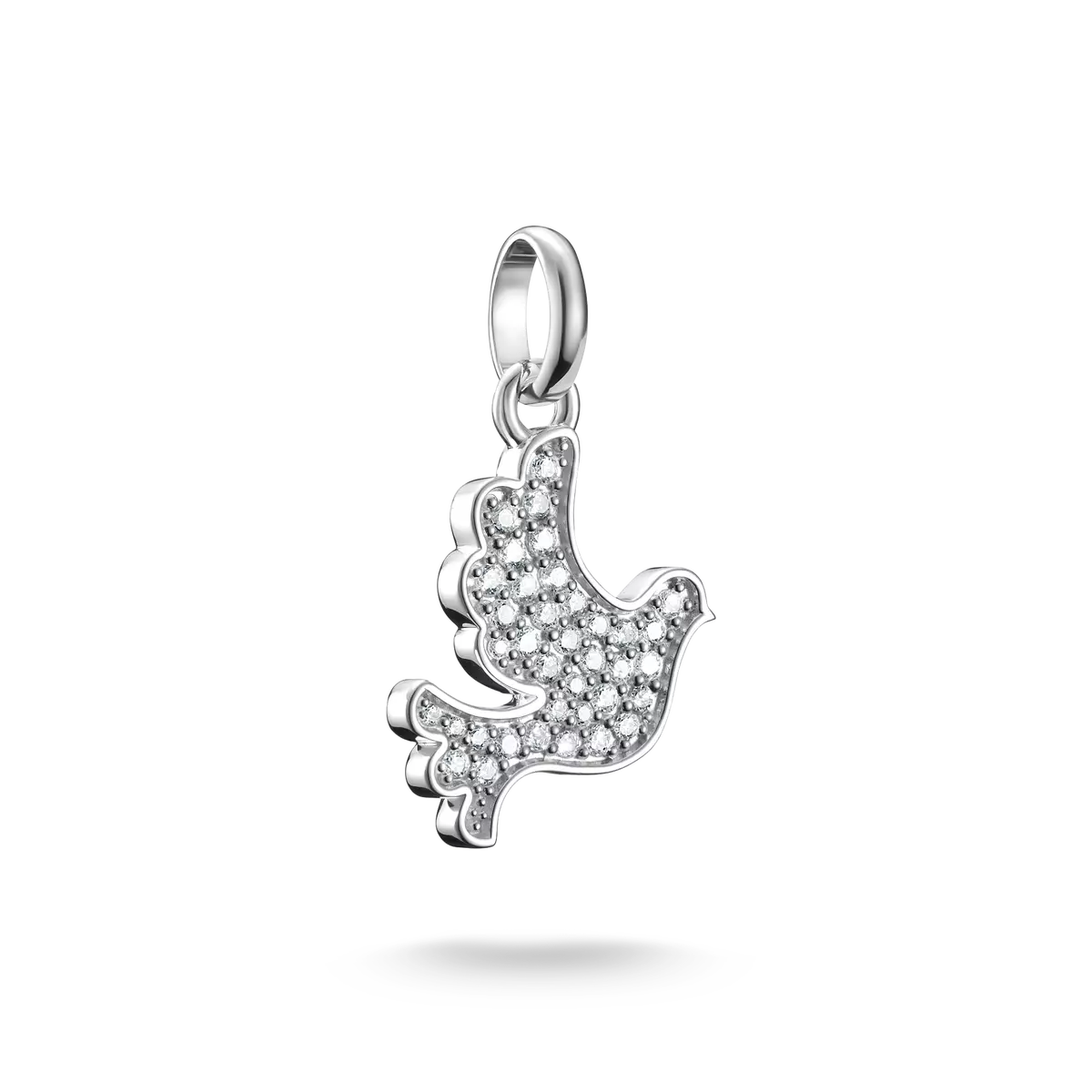 Thomas Sabo Charm Pendant, Dove of Peace with White Gemstones, Made of Silver