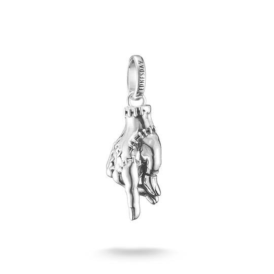 Silver charm pendant with relief hand and eyelet for Connect bracelet