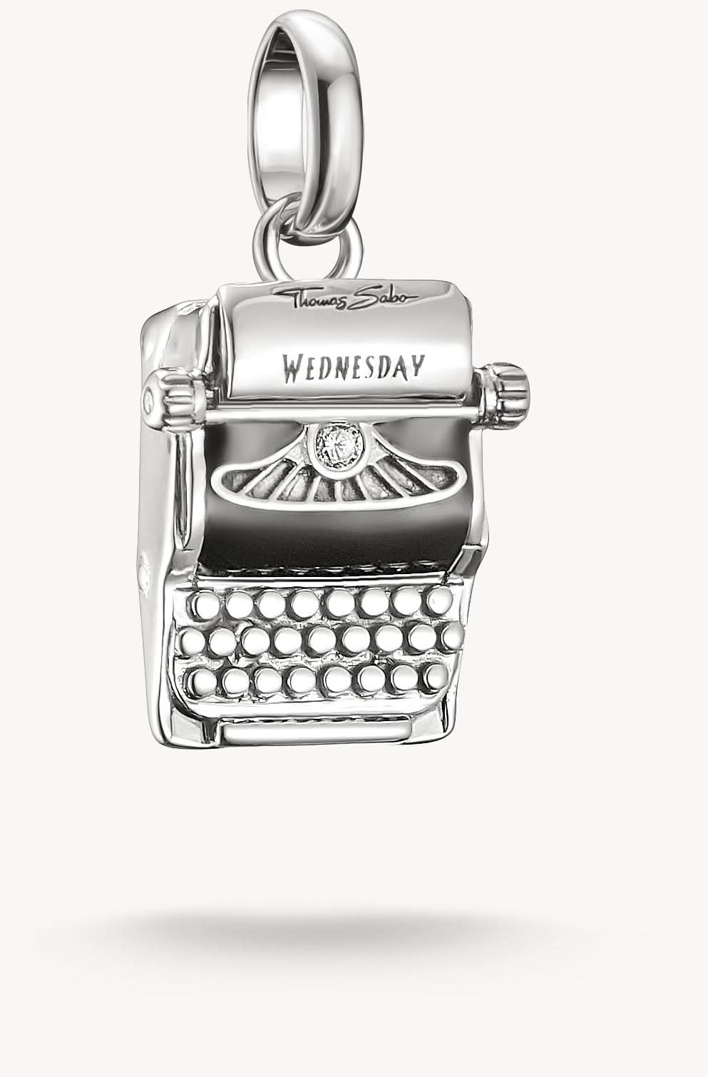 Wednesday Typewriter Zirconia Connect Silver Charm Pendant for Bracelets - Thomas Sabo Model: CC1315-691-11