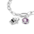Silver necklace with charm pendants, incl. purple "N" coat of arms shield
