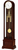 Grandfather clock with dark wood case, white dial, and gold-colored pendulum knob