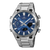 Casio EDIFICE Herrenuhr mit blauem Zifferblatt, Stoppuhr-Anzeigen und Edelstahlarmband